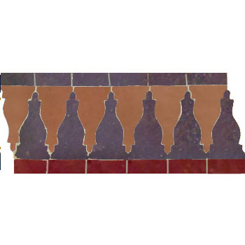 Mosaic House Moroccan tile Sharafa S 9-4-7 Purple Rust Red  zellige, mosaic, zellij, border, glaze, classic, traditional 